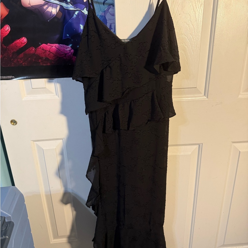 Wild Fable Black Asymmetrical Ruffle Dress